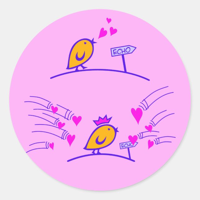 Sticker Rond LOVE ECHO - Comic Birds Tweetlercools 3 (Devant)