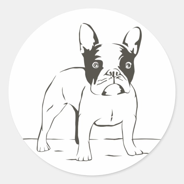 Sticker Rond Love French Bulldog Chien Chien Chien Chien Chien  (Devant)