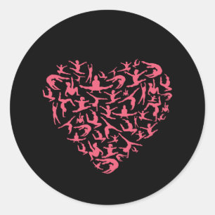 Sticker Rond Love Girls Gymnastique - Silhouette Heart