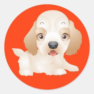 Sticker Rond Love Golden Retriever Chien Chien Chien Chien Roug