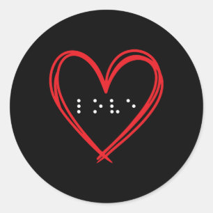 Sticker Rond Love Heart Braille Alphabet Braille Langue Braille