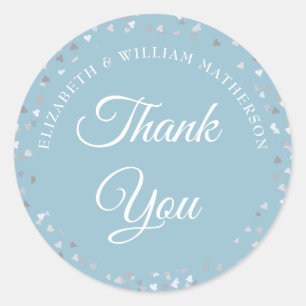 Sticker Rond Love Hearts Confetti Script Merci