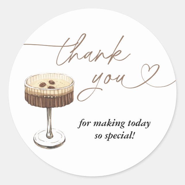 Sticker Rond Love Is Brewing Espresso Martini Bridal Shower (Devant)