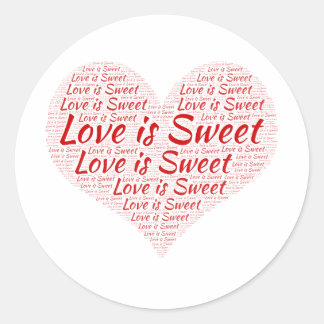 Sticker Rond Love is Sweet Heart Word Cloud Mariage