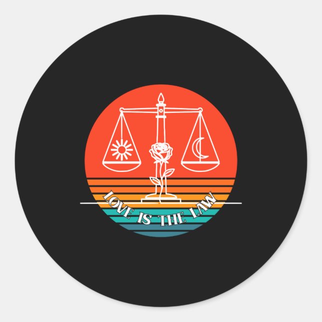 Sticker Rond Love Law Retro  (Devant)