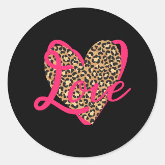 Sticker Rond Love Leopard Valentine