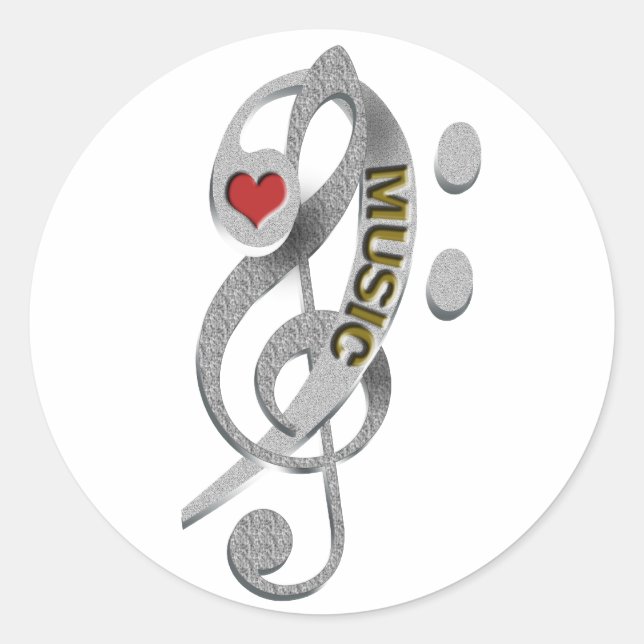 Sticker Rond Love Music Clef Sculpture (Devant)