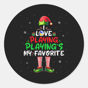 Sticker Rond Love Playing's My Favorite Xmas Volleyball