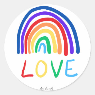 Sticker rond LOVE rainbow
