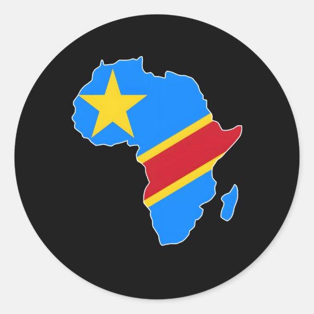 Sticker Rond Love République Démocratique Du Congo Rdc Dc Drape (Devant)