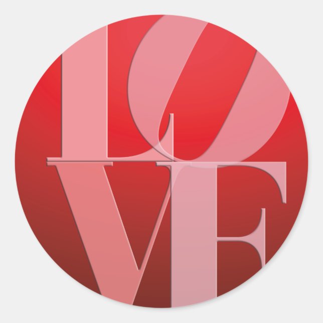 Sticker Rond Love Romance Rouge rose (Devant)