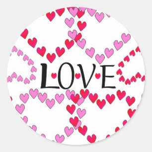 Sticker Rond LOVE ROUGE ROSE DE Tiny Hearts