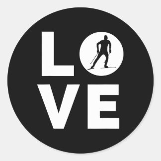 Sticker Rond Love Ski de fond