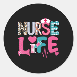Sticker Rond Love Stethoscope Infirmière Vie Saint Valentin