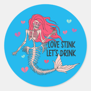 Sticker Rond Love Stink Buvons Drôle