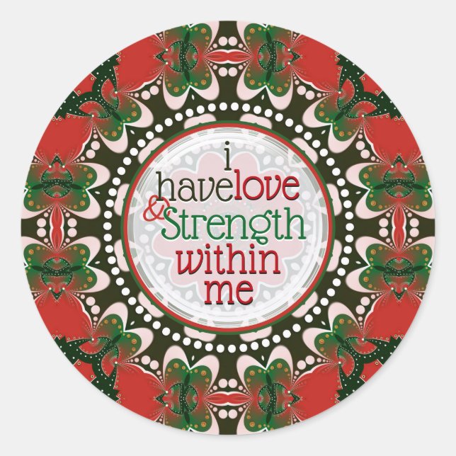 Sticker Rond Love Strength Self Love  Appreciation Words (Devant)