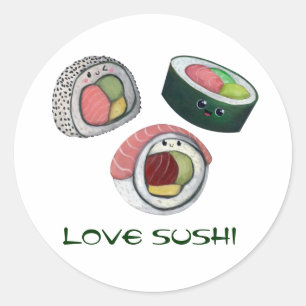 Sticker Rond Love Sushi