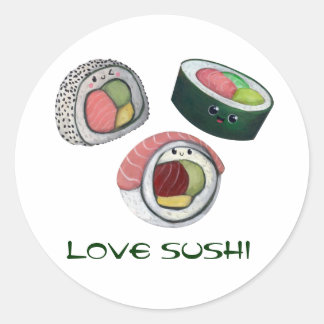 Sticker Rond Love Sushi
