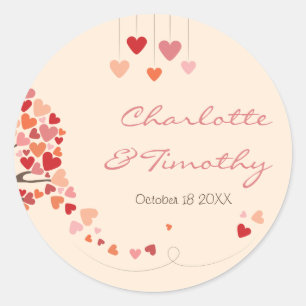 Sticker Rond Love Tree Hearts Mariage