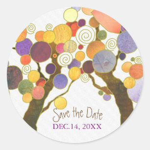 Sticker Rond Love Trees Mariage indépendant Enregistrer la date