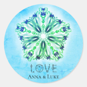 Sticker Rond *~* LOVE Turquoise Purple Star Mandala