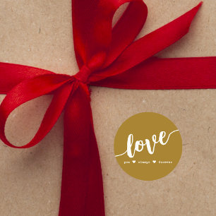 Sticker Rond "Love You Always Forever" Or