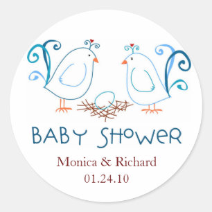 Sticker Rond Lovebirds et Nest Baby shower Favoriser les étique