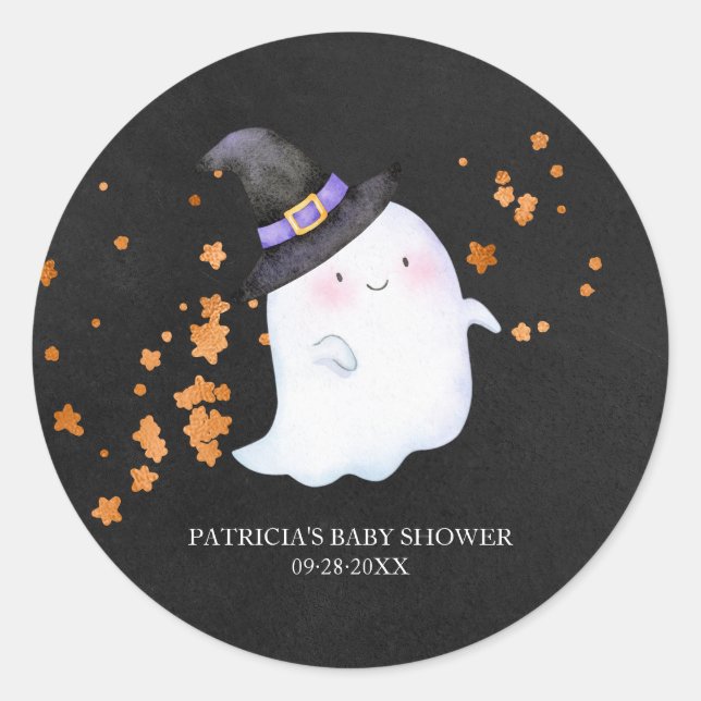 Sticker Rond Lovely Ghost Halloween Baby shower fille (Devant)