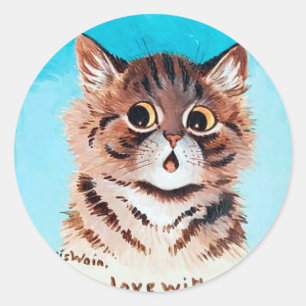 Sticker Rond Lovely Kitten, Louis Wain