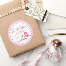 Lovely Pink Whimsical Thank You Bridal Shower