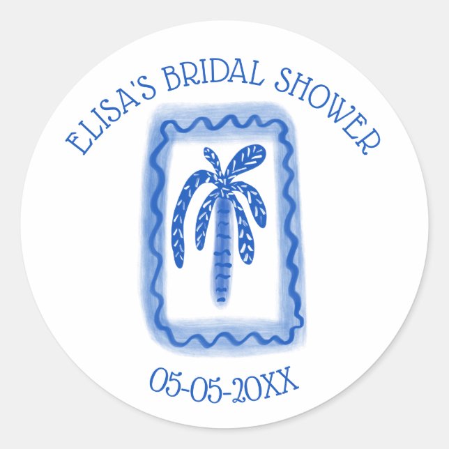 Sticker Rond LoveNotes de Sea Palm Tree Mariage personnalisé Sh (Devant)