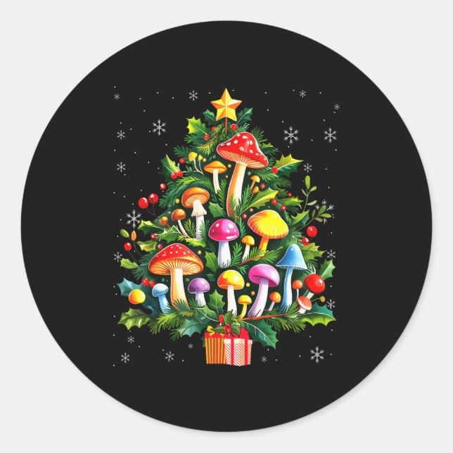 Sticker Rond Lover Xmas Mushroom Christmas Tree  (Devant)