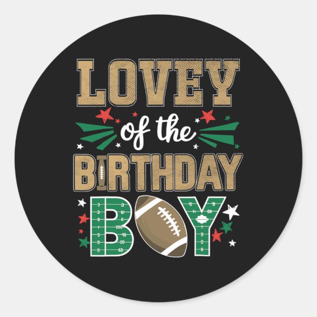 Sticker Rond Lovey Of The Birthday Boy Football Matching Annive (Devant)