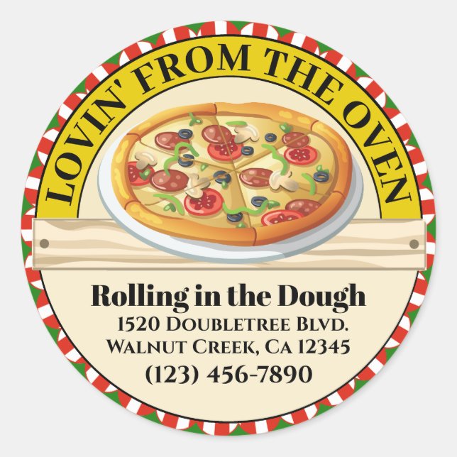 Sticker Rond Lovin de la pizza au four (Devant)