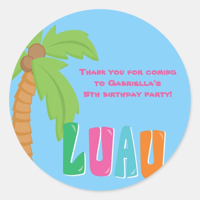 Sticker rond Luau Palm Tree coloré (Devant)