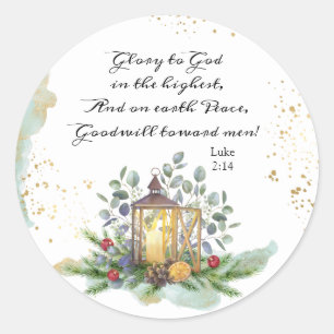 Sticker Rond Luc 2:14 Gloire à Dieu dans le plus grand Noël