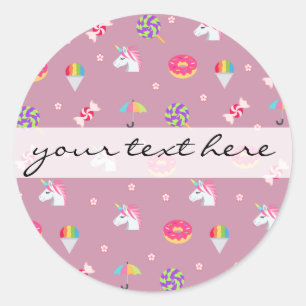 Sticker Rond lucettes roses mignonnes de fleurs de sucreries de