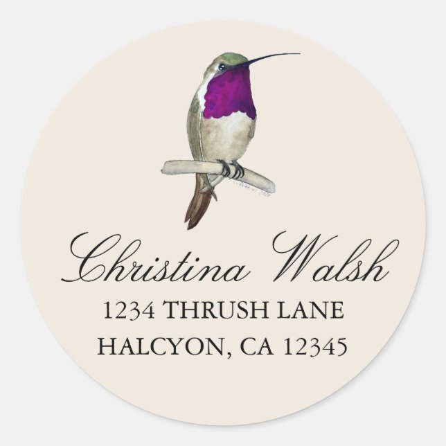 Sticker Rond Lucifer Hummingbird adresse de retour (Devant)
