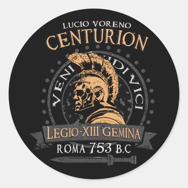 Sticker Rond Lucius Voreno, célèbre romain Centurion Classic Ro (Devant)