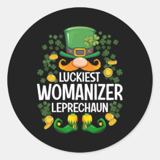 Sticker Rond Luckiest Womanizer Leprechaun St Patricks Day Part