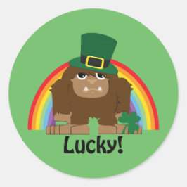 Sticker Rond Lucky Bigfoot Leprechaun