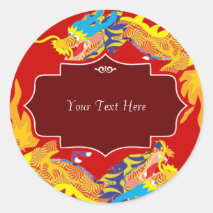 Sticker Rond Lucky Chinese Dragon