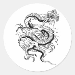 Sticker Rond Lucky Chinese Dragon