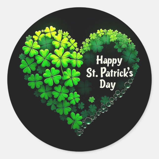 Sticker Rond Lucky Clover Design pour la St. Patrick's Day (Devant)