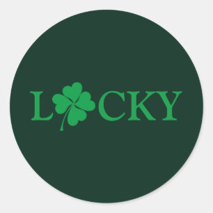 Sticker Rond Lucky Green Clover Shamrock St. Patrick's Day