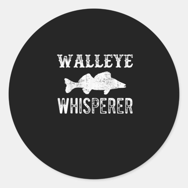 Sticker Rond Lucky Ice Fishing Walleye Whisperer pêcheur (Devant)