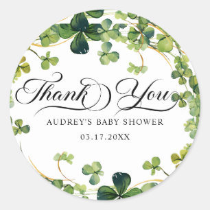 Sticker Rond Lucky in Love Fête des mariées Shamrock vert