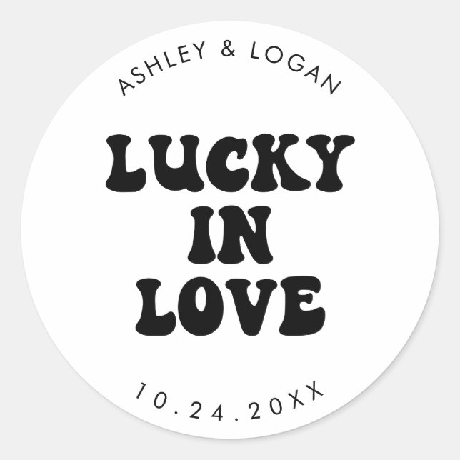 Sticker Rond Lucky In Love Retro Mariage Loterie Favoriser (Devant)