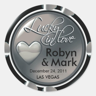 Sticker Rond Lucky in Love Vegas Newlyweds Casino Chip