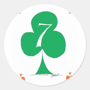 Sticker Rond Lucky Irish 7 of Clubs, tony fernandes